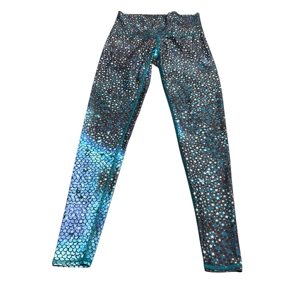 Teeki Mermaid Design Teal Pull On Leggings Size Small